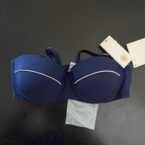 Tory. Burch Navy Blue Strap Bikini Top